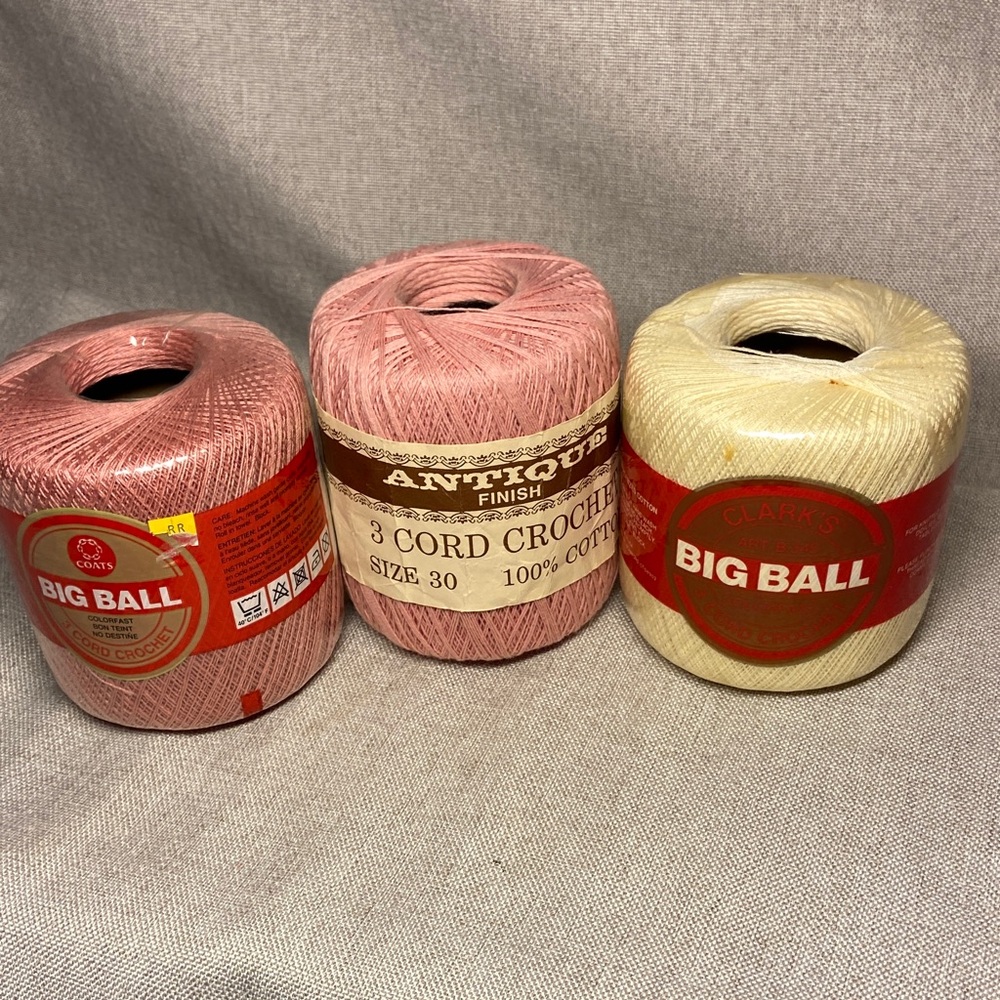 Pink and Cream Crochet Thread Set (new)